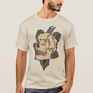 T-shirt tete de mort crane feuille old school tattoo 2
