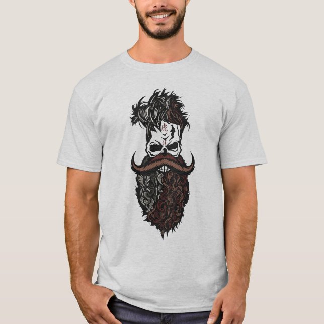 T-shirt tete de mort crane hipster barbu barbe moustache m (Devant)