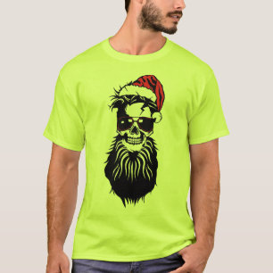 T-shirt tete_de_mort_crane_hipster_barbu_bonnet_noel_lunet