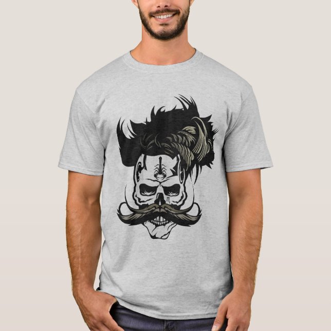 T-shirt tete_de_mort_crane_hipster_moustachu_moustache_sco (Devant)