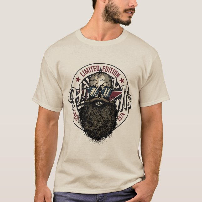 T-shirt tete_de_mort_crane_hipster_skull_barbe_moustache_f (Devant)