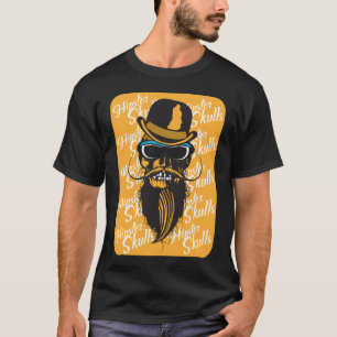 T-shirt tete_de_mort_crane_hipster_skull_barbu_moustache_c