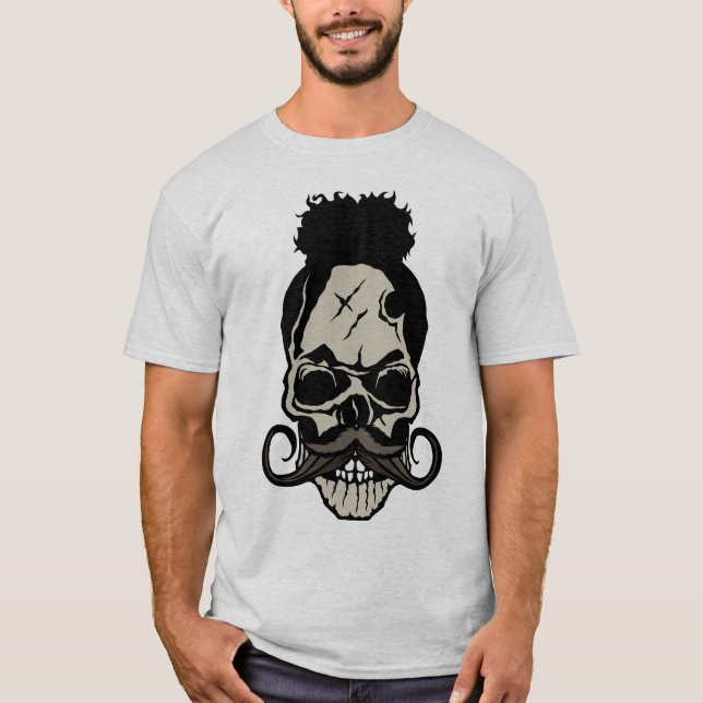 T-shirt tete_de_mort_crane_hipster_skull_moustache_moustac (Devant)