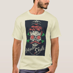 T-shirt tete_de_mort_crane_hipster_skull_moustache_os_fant