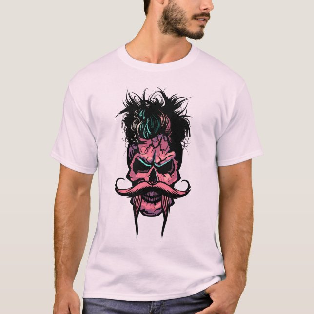 T-shirt tete_de_mort_crane_moustache_hipster_creation_punk (Devant)