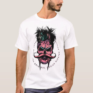 T-shirt tete_de_mort_crane_moustache_hipster_creation_punk
