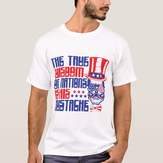 T-shirt tete_de_mort_hipster_americaine_citation_moustache (Devant)