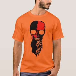 T-shirt tete de mort hipster barbe barbu lunette original