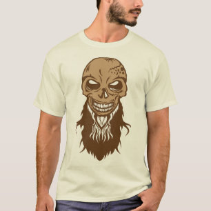 T-shirt tete de mort hipster barbe chauve barbu feroce