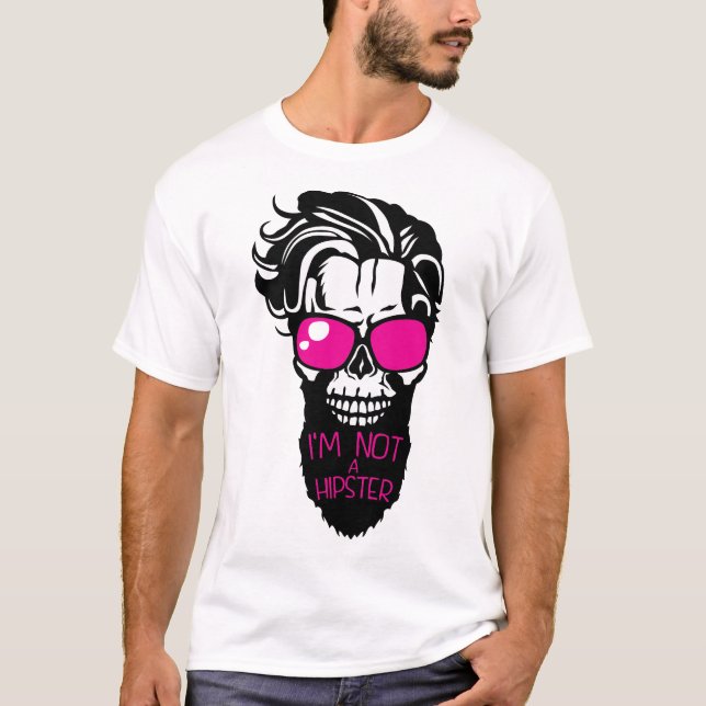 T-shirt tete_de_mort_hipster_barbe_citation_not_lunette (Devant)