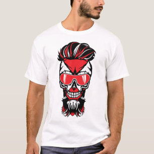 T-shirt tete de mort hipster barbe lunette coiffure modern