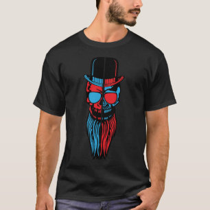 T-shirt tete de mort hipster barbe melon chapeau lunette s