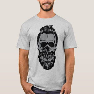 T-shirt tete de mort hipster barbe moustache crane 3108