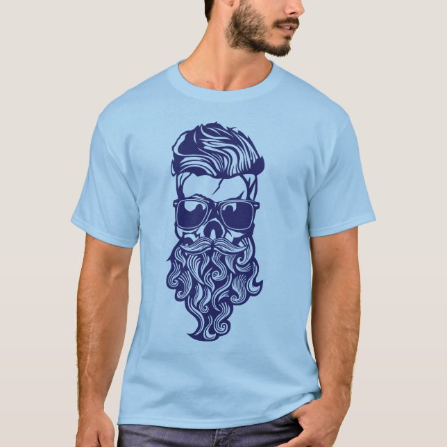T-shirt tete de mort hipster barbe super moustache lunette (Devant)