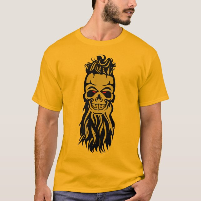T-shirt tete de mort hipster barbu barbe crane skull oeil  (Devant)