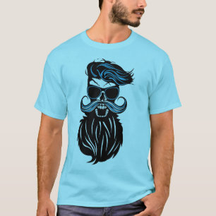 T-shirt tete de mort hipster barbu barbe fantaisie punk co