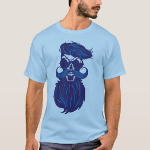 T-shirt tete de mort hipster barbu barbe lunette de soleil