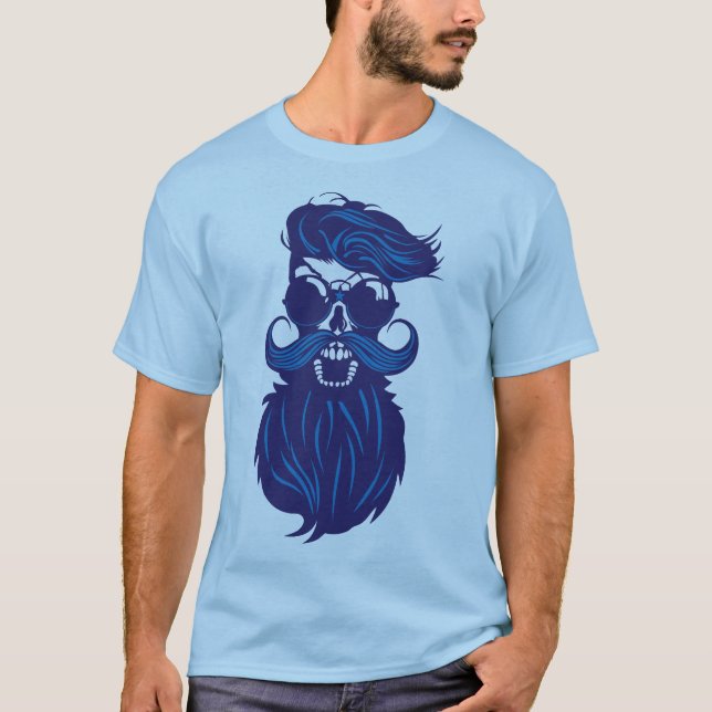 T-shirt tete de mort hipster barbu barbe lunette de soleil (Devant)