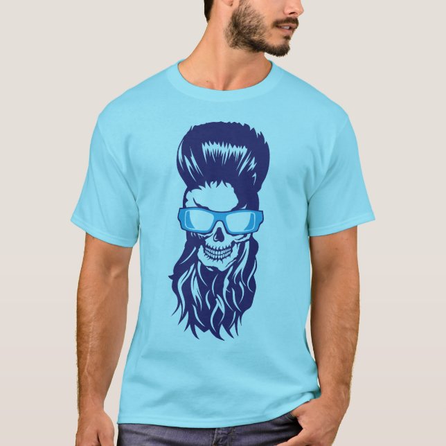 T-shirt tete de mort hipster barbu barbe lunette soleil co (Devant)