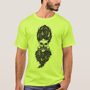 T-shirt tete de mort hipster barbu barbe moustache crane c