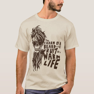 T-shirt tete de mort hipster barbu citation charm beard fr