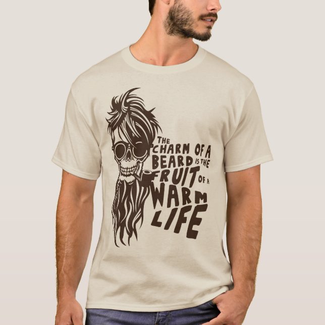T-shirt tete de mort hipster barbu citation charm beard fr (Devant)