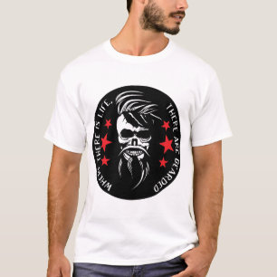 T-shirt tete de mort hipster barbu citation life bearded b