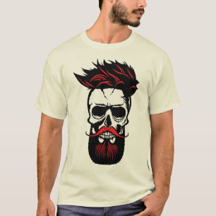 T-shirt tete de mort hipster barbu crane barbe moustache