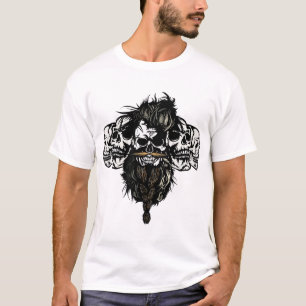 T-shirt tete de mort hipster barbu crane barbe moustache m