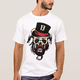 T-shirt tete de mort hipster barbu dragon tribal 13 skull 