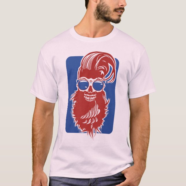 T-shirt tete de mort hipster barbu skull crane design fant (Devant)