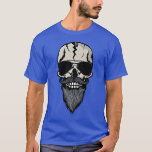 T-shirt tete de mort hipster barbu soleil lunette moustach
