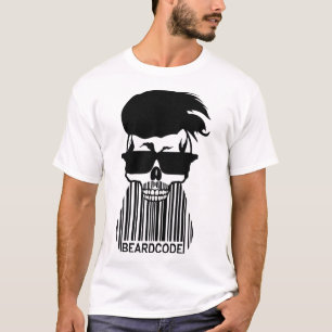 T-shirt tete de mort hipster beardcode barbu barbe lunette