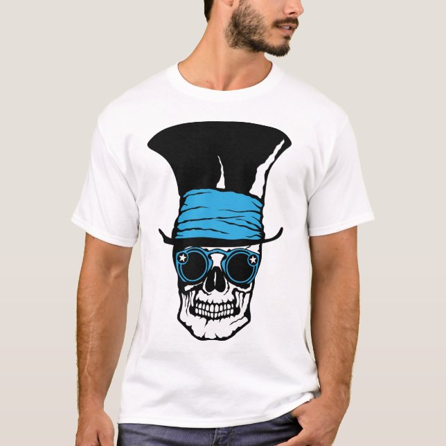 T-shirt tete de mort hipster chapeau magicien etoile 2 (Devant)
