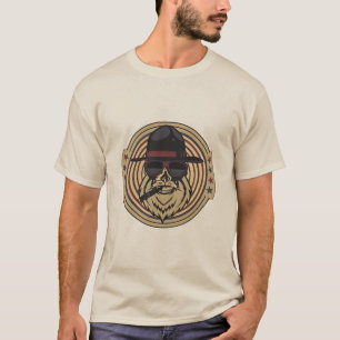 T-shirt tete de mort hipster cigare barbu skull crane chap