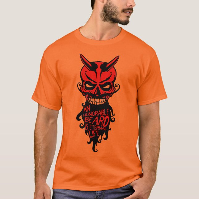 T-shirt tete de mort hipster citation barbe diable honorab (Devant)