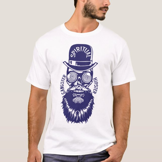T-shirt tete de mort hipster citation barbe spiritual gang (Devant)