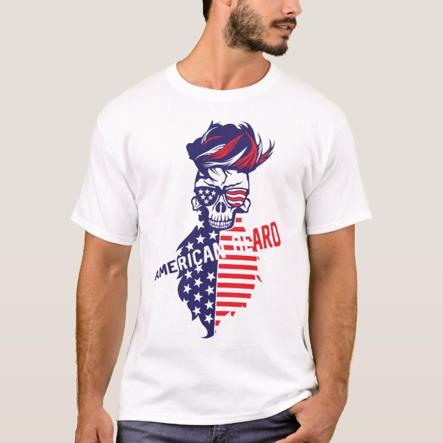 T-shirt tete de mort hipster citation barbu american beard (Devant)