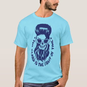 T-shirt tete de mort hipster citation barbu beard fruit ti