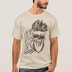 T-shirt tete de mort hipster citation barbu beard life bet