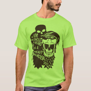 T-shirt tete de mort hipster citation barbu life beard hea