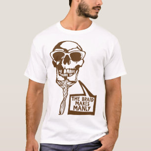 T-shirt tete de mort hipster citation braid manly tresse l
