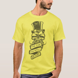 T-shirt tete de mort hipster citation chic beard barbe cha