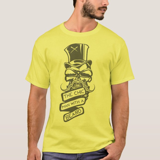 T-shirt tete de mort hipster citation chic beard barbe cha (Devant)