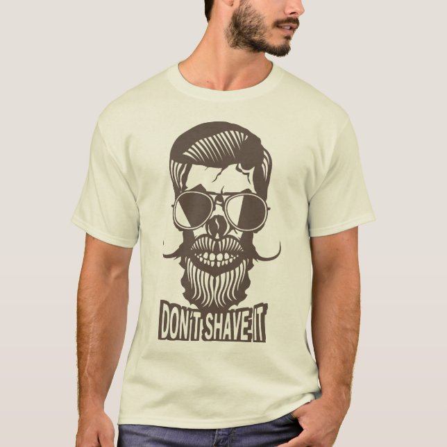 T-shirt tete de mort hipster citation dont shave barbe bar (Devant)