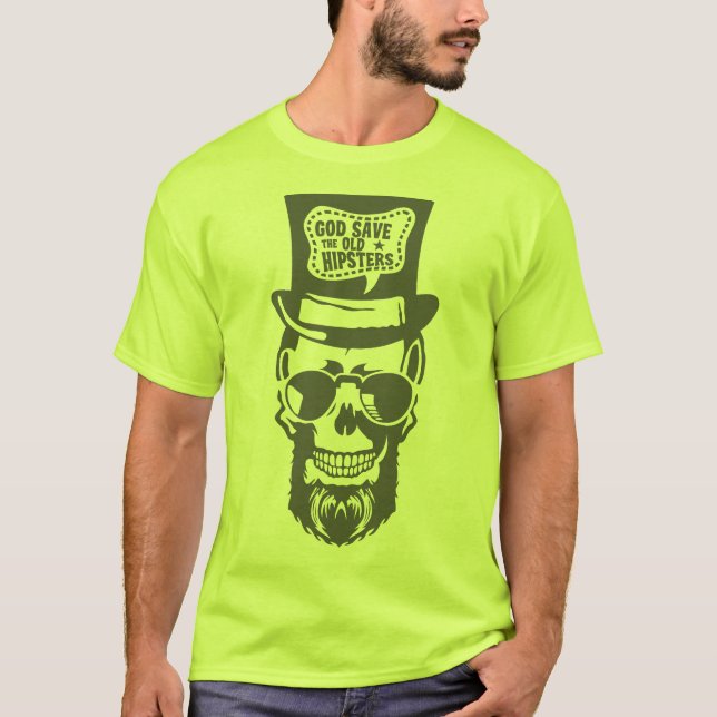 T-shirt tete de mort hipster citation god save barbe lunet (Devant)
