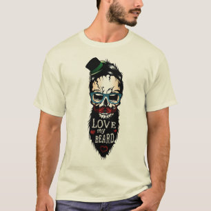 T-shirt tete de mort hipster citation love my beard humour
