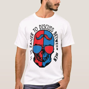 T-shirt tete de mort hipster citation moustache discuss lu