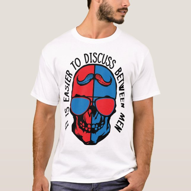 T-shirt tete de mort hipster citation moustache discuss lu (Devant)