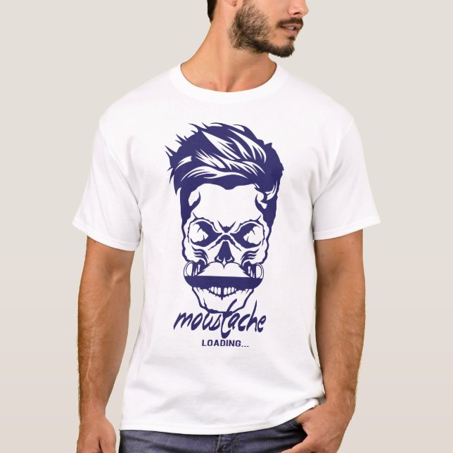 T-shirt tete de mort hipster citation moustache loading pr (Devant)